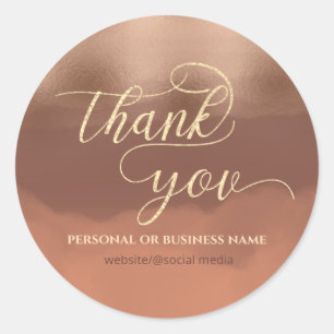 Rose Goldfolie Zimt Wasserfarbe Runder Aufkleber