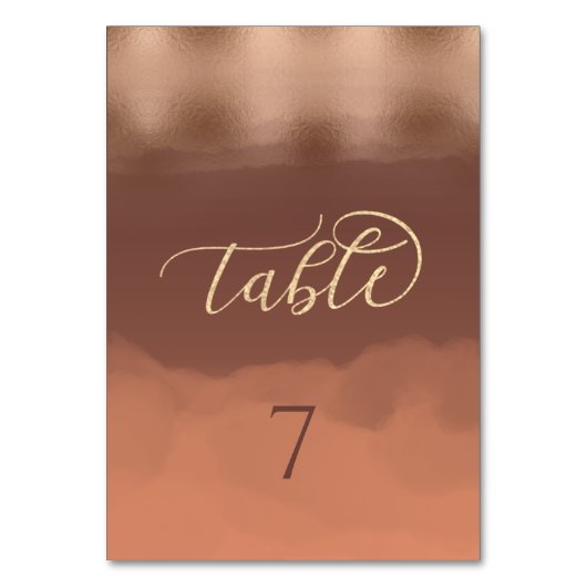 Rose Goldfolie Zimt Wasserfarbe Tischnummer (Vorderseite)