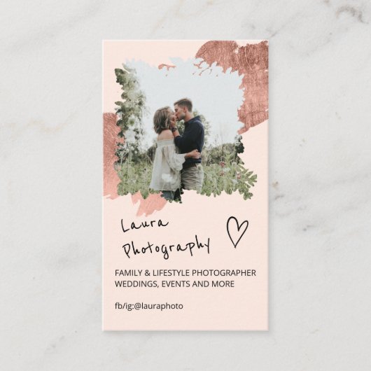 Rose Goldfotograf Blumenkollage 2 Foto Visitenkarte (Vorderseite)