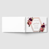 Rose Goldgeometrisch bordeauxfarbene Blumengestell Gästebuch (Voll)