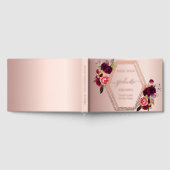 Rose Goldgeometrisch bordeauxfarbene Blumengestell Gästebuch (Voll)