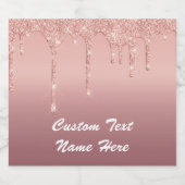 Rose Goldglanz Weinetikett Personalisierter Text Schaumweinetikett (Einzelnes Label)