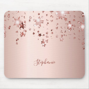 Rose goldglänzende Sterne Kupfer metallisch gürtel Mousepad