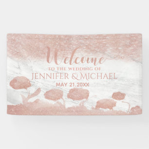 Rose Goldglatter Marmor Blütenkalligraphie Banner