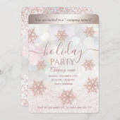 Rose Goldglatter Schneeflocke Weihnachts-Party Einladung (Vorne/Hinten)