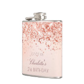 Rose Goldgold Glitzer Monogramm Flachmann (Links)