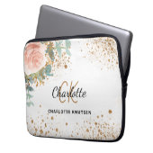 Rose Goldgold Glitzer Monogramm Laptopschutzhülle (Vorderseite Links)