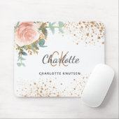 Rose Goldgold Glitzer Monogramm Mousepad (Mit Mouse)