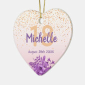 Rose Goldgold lila Blütenbezeichnung Keramik Ornament (Links)