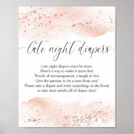 Rose Goldgoldpink Späte Nacht Windeln Zeichen Poster