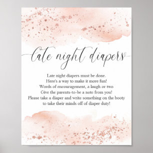 Rose Goldgoldpink Späte Nacht Windeln Zeichen Poster