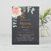 Rose Goldgrün Kalkboard Luxus-Brautparty Einladung (Stehend Vorderseite)