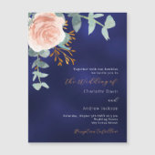 Rose Goldgrün Marinebräu Luxushochzeit Magneteinladung (Vorderseite)