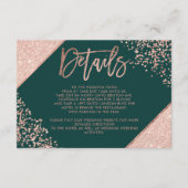 Rose goldgrüne Skripte Hochzeitsrichtung Details Begleitkarte (Vorderseite)