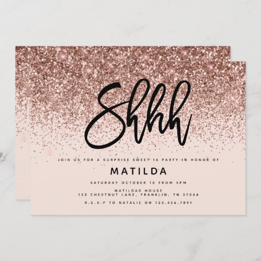 Rose goldgürtel Glitzer Moderne Überraschung Gebur (Vorne/Hinten)