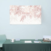 Rose Goldhandgezeichnete Blumendoodles und Konfett Banner (Messeveranstaltung)