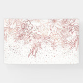Rose Goldhandgezeichnete Blumendoodles und Konfett Banner (Horizontal)