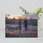 Rose Goldhandschrift für Unternehmen Folien Feiertagskarte (Stehend vorne)