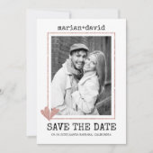 Rose Goldherzen Schreibmaschine Hochzeit Foto Save The Date (Vorderseite)