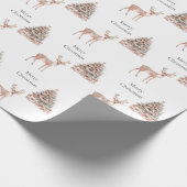 Rose Goldhirsche und Weihnachtsbäume Geschenkpapier (Ecke)