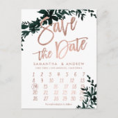 Rose Goldkalender mit Blumenblätterkalender Save t Ankündigungspostkarte (Vorderseite)