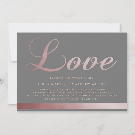 Rose-Goldkalligrafie | Einladung zur Hochzeit (Vorderseite)