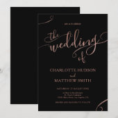 Rose-Goldkalligrafie | Einladung zur Schwarzen Hoc (Vorne/Hinten)