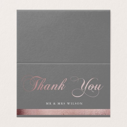 Rose-Goldkalligrafie | Gefaltete Dankeskarte (Außenseite Aufgefaltet)