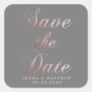 Rose-Goldkalligrafie Save the Date Aufkleber