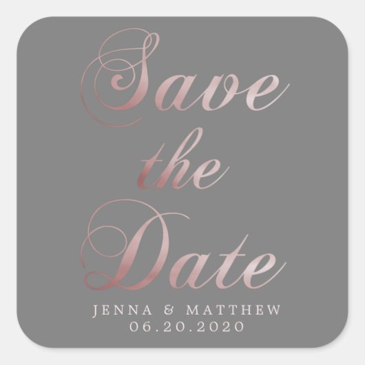 Rose-Goldkalligrafie | Save the Date Aufkleber (Vorderseite)