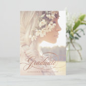 Rose-Goldkalligrafie| Zweite Foto - Ausbildungspar Einladung (Stehend Vorderseite)