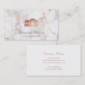 Rose Goldkamera auf Marmor Visitenkarte (Vorne/Hinten)