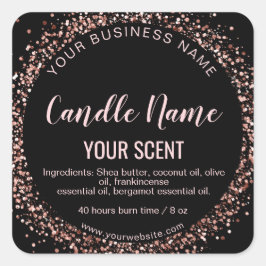 Rose Goldkerze auf Sojakonzerne Quadratischer Aufkleber