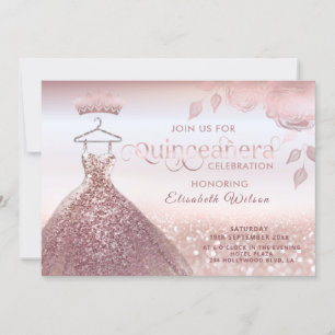 Rose-Goldkleid Quinceañera Einladung