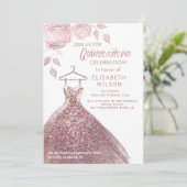 Rose-Goldkleid Quinceañera Invit Einladung (Stehend Vorderseite)