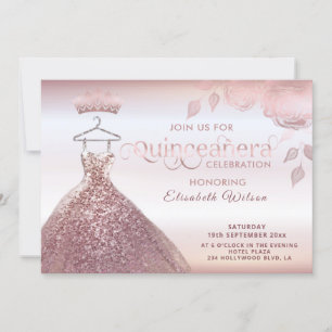 Rose-Goldkleid Quinceañera Invitat Einladung