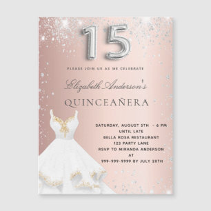 Rose Goldkleid Quinceanera Magnet Einladung