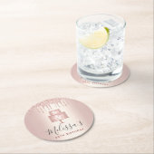 Rose Goldkuchen Glitzer Tropfen elegantes mädchenh Runder Pappuntersetzer (Vor Ort)