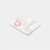 Rose Goldkuss auf rosa Marmor Post-it Klebezettel (angewinkelt)