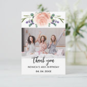 Rose Goldlavendel am Geburtstag Foto Dankeskarte (Stehend Vorderseite)