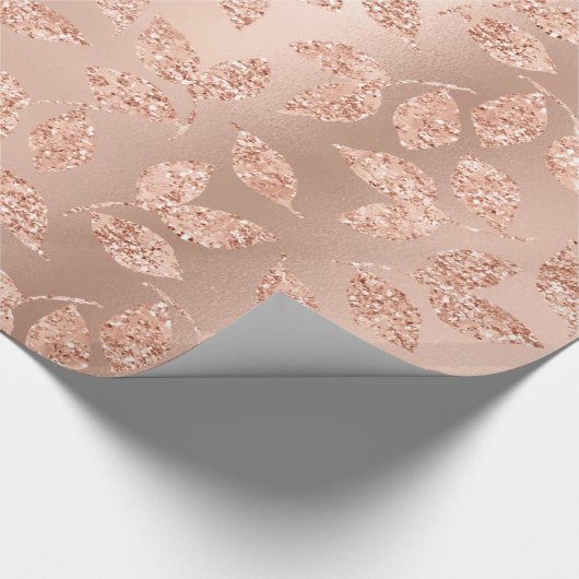 Rose Goldleafs Blush Copper Skinny Glitzer Monoch Geschenkpapier (Ecke)