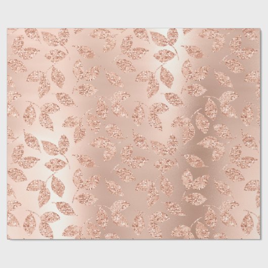 Rose Goldleafs Blush Copper Skinny Glitzer Monoch Geschenkpapier (Flach)