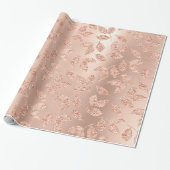 Rose Goldleafs Blush Copper Skinny Glitzer Monoch Geschenkpapier (Ungerollt)