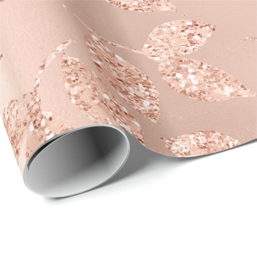 Rose Goldleafs Blush Copper Skinny Glitzer Monoch Geschenkpapier (Rolleneckpunkt)