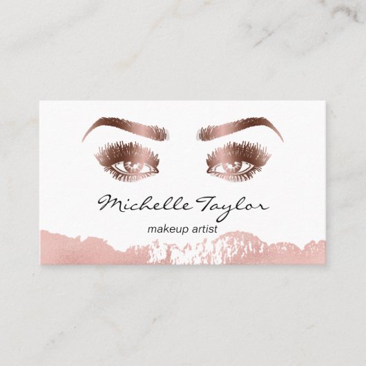 Rose Goldmakeup Künstler Wimpern Augenbrauen Augen Visitenkarte (Vorderseite)