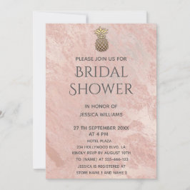 Rose Goldmarmor Ananas-Brautparty Einladung