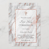 Rose Goldmarmor Erste Heilige Kommunion Einladung (Vorne/Hinten)