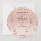 Rose Goldmarmor Glitzer ombre Hochzeitsprogramm Einladung (Vorderseite)