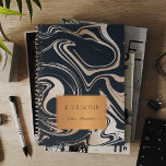 Rose Goldmarmor mit Kupferetikett Planer<br><div class="desc">Personal-,  Schule- oder Businessplaner in modernen,  gürtelschwarzen und Imitate Rose Gold Glitzer Marmor mit einem metallisch anmutenden Kupferetikett. Personalisieren Sie es mit Ihrem Namen und Text.</div>