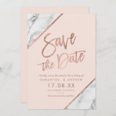 Rose Goldmarmorskript rot Rosa Save the Date (Vorne/Hinten)